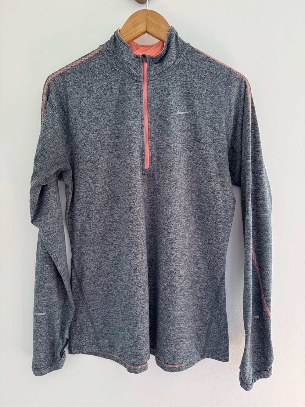 nike dri fit heather grey half zip running top